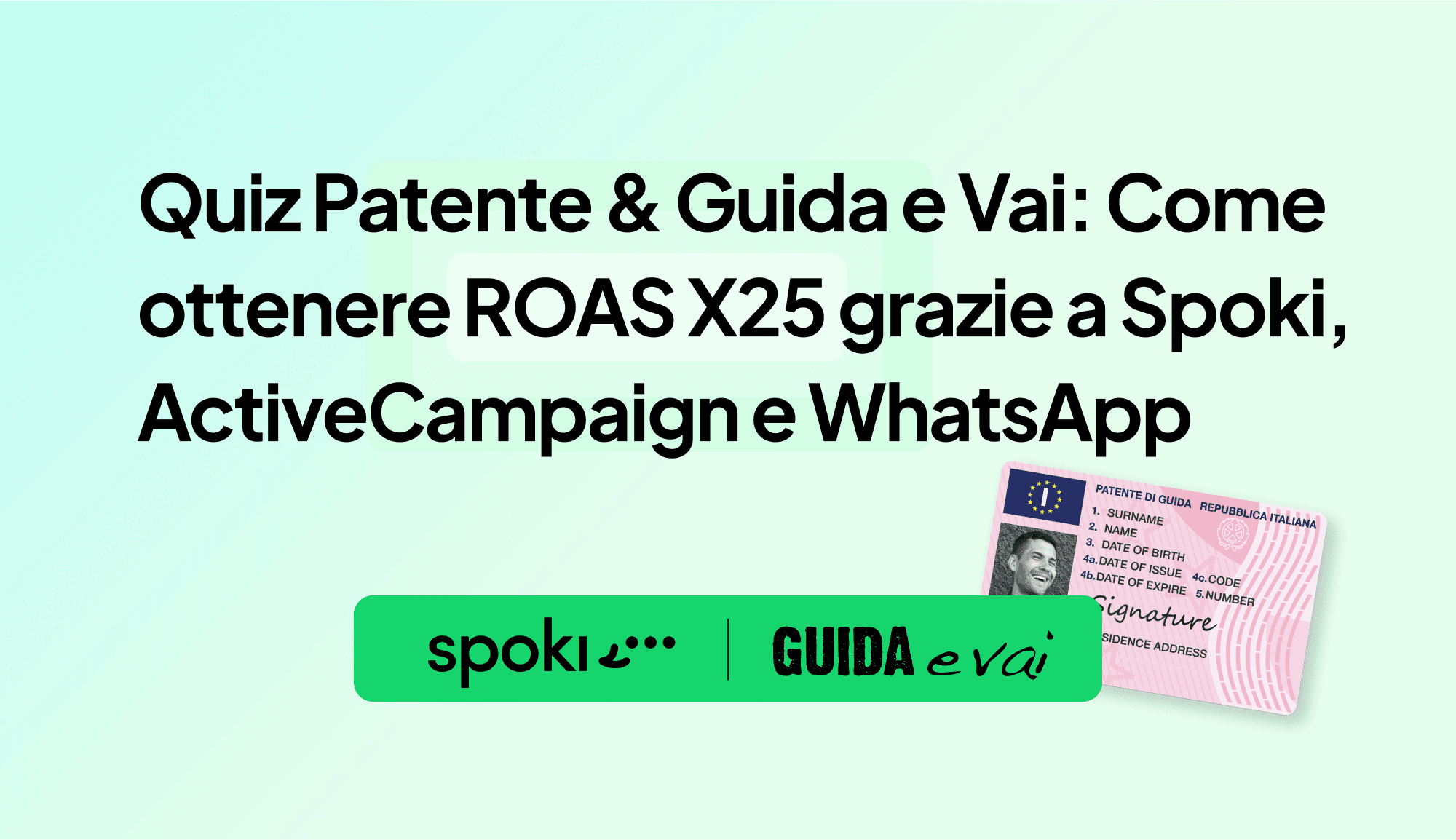 Caso Studio | Quiz Patente & Guida e Vai: Come ottenere ROAS X25 grazie a Spoki, ActiveCampaign e WhatsApp