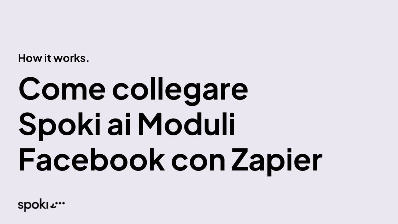 Come collegare Facebook Lead Ads a Spoki con Zapier