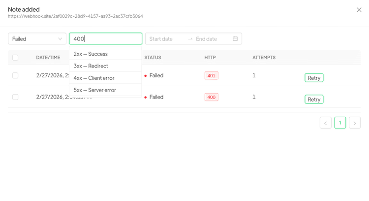 Filtering logs by status code