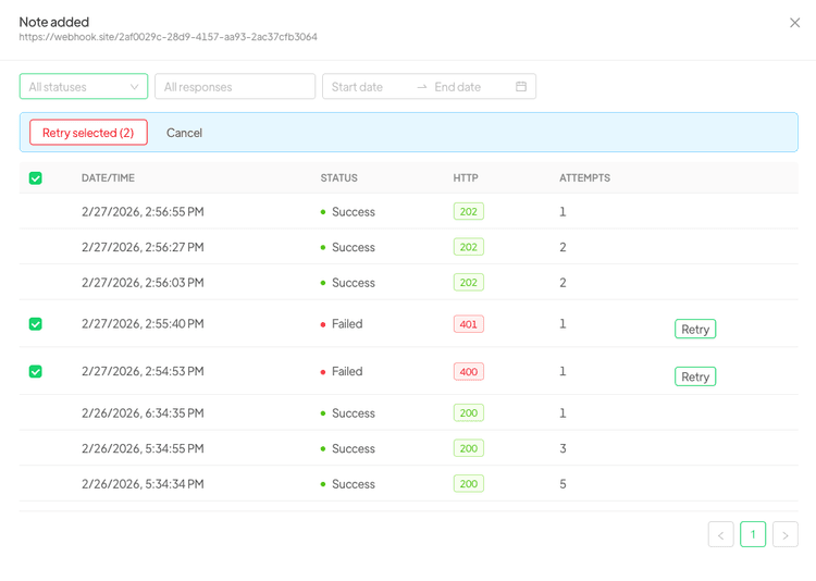 JSON Payload inspection view