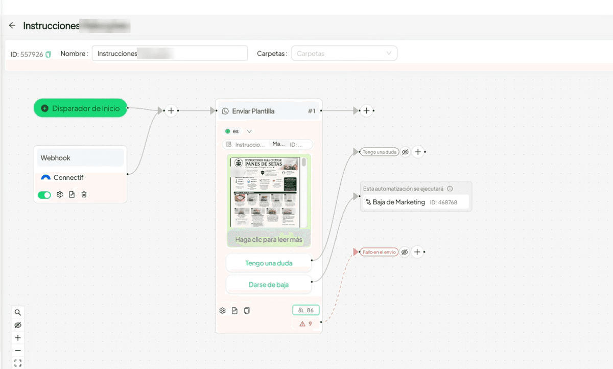 Spoki post-purchase automation: growing instructions sent on WhatsApp, with a button to ask quest...